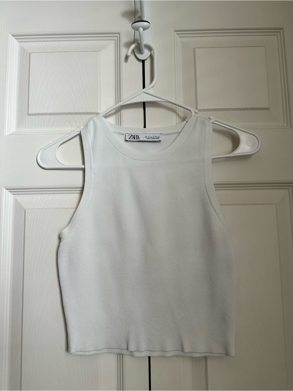 ZARA - Size S - White Ribbed Sleeveless Crop Top
